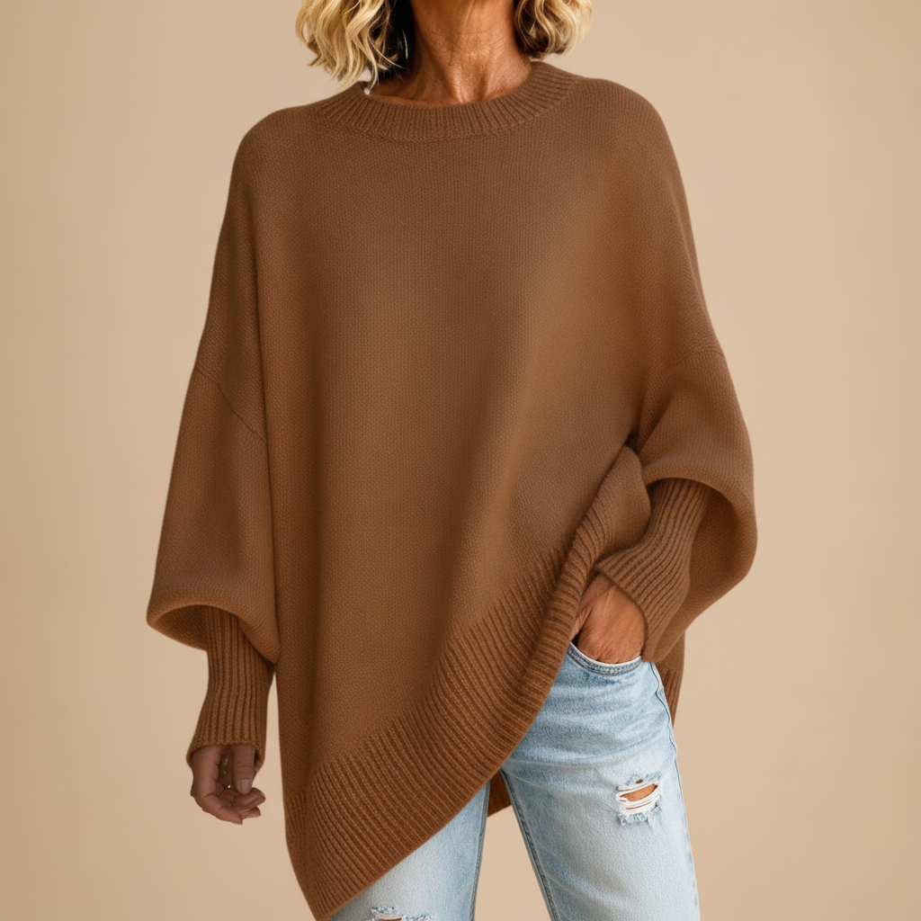 Pull Oversize à Manches Chauve-Souris - Marron