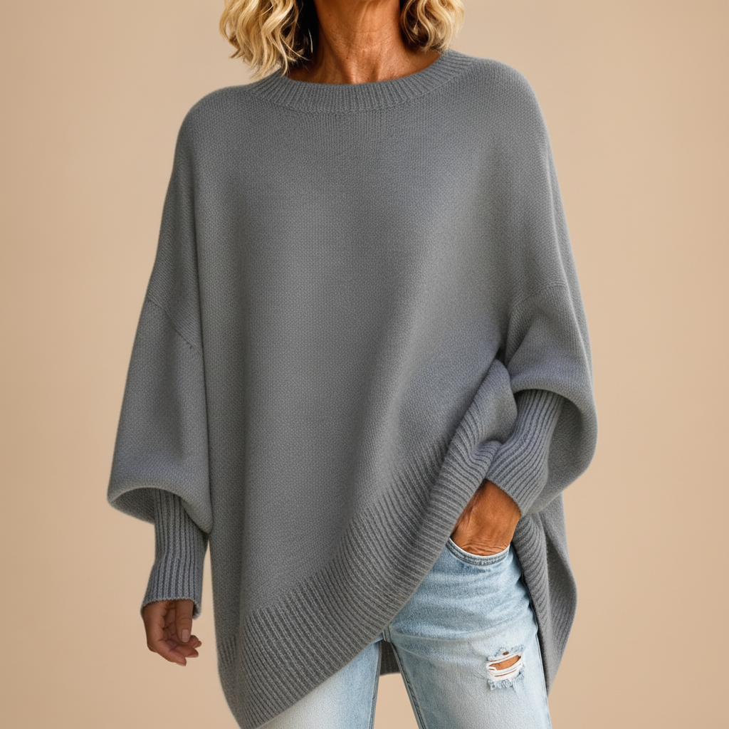 Pull Oversize à Manches Chauve-Souris - Gris