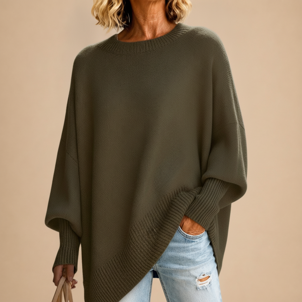 Pull Oversize à Manches Chauve-Souris - Vert kaki