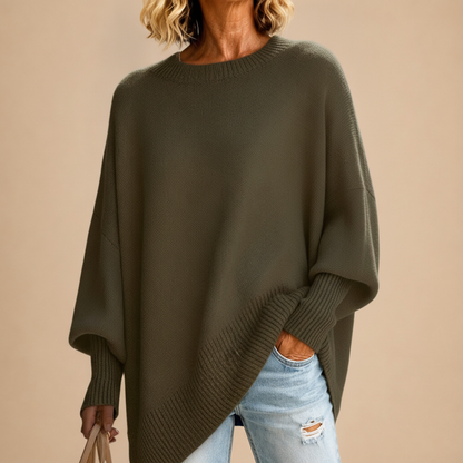Pull Oversize à Manches Chauve-Souris - Vert kaki