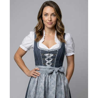 Dirndl à Nœud en Gris pour Femme