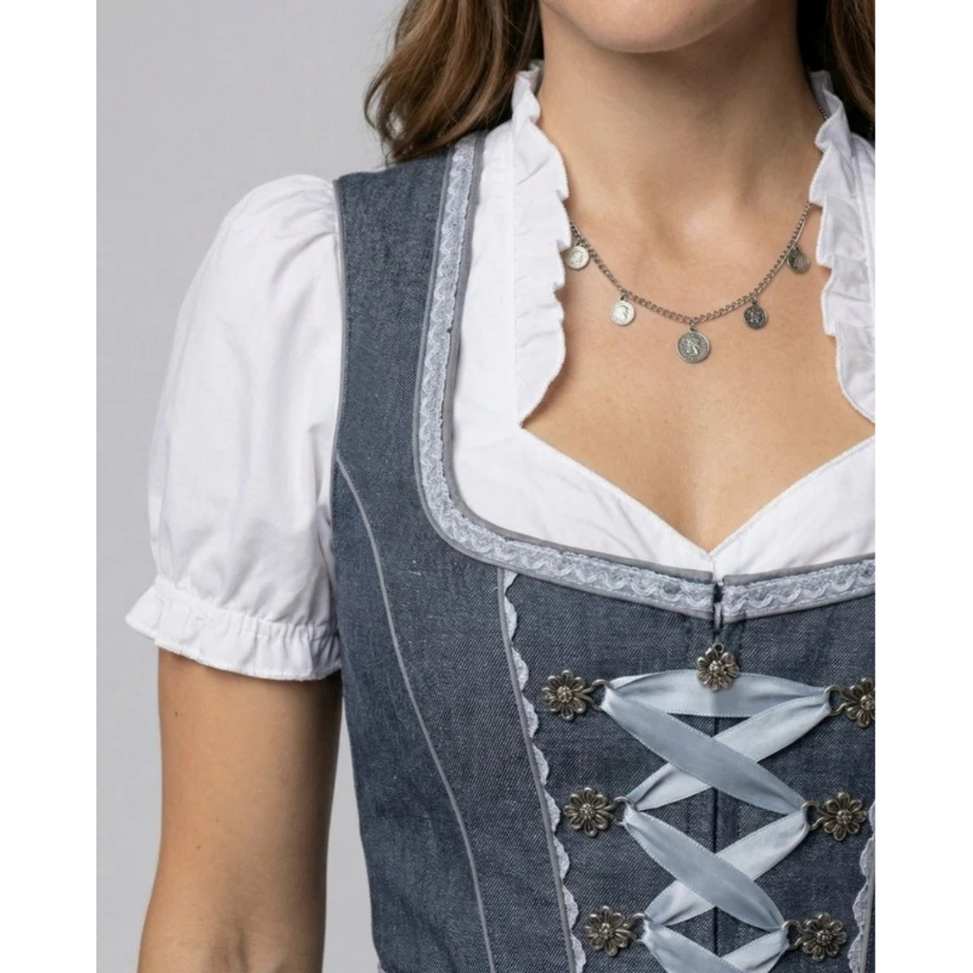 Dirndl à Nœud en Gris pour Femme