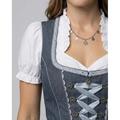 Dirndl à Nœud en Gris pour Femme
