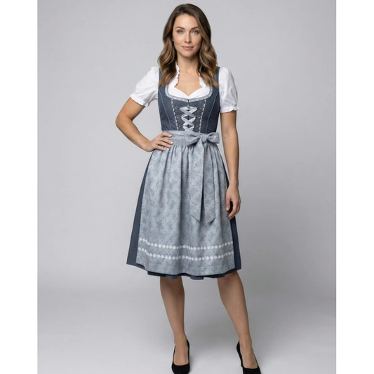 Dirndl à Nœud en Gris pour Femme