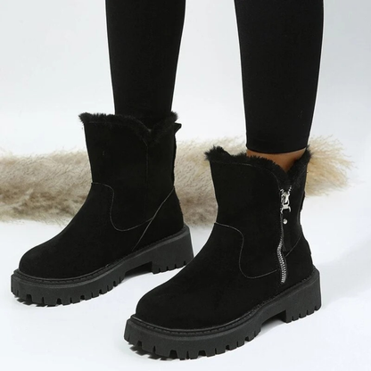 Bottines en Daim Synthétique à Fermeture Éclair pour Femme