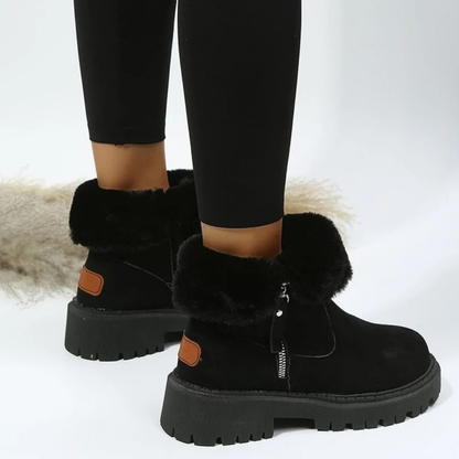 Bottines en Daim Synthétique à Fermeture Éclair pour Femme