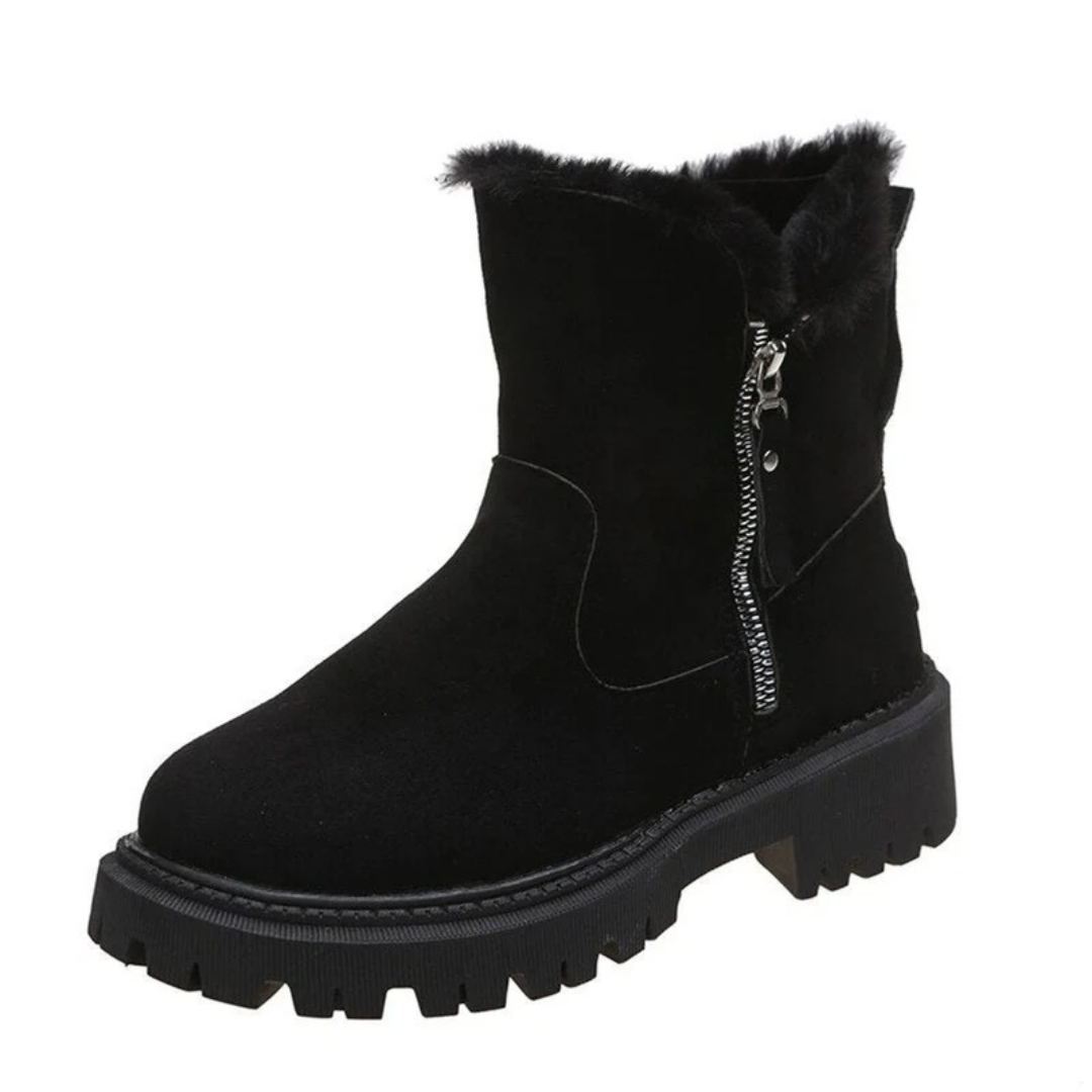Bottines en Daim Synthétique à Fermeture Éclair pour Femme