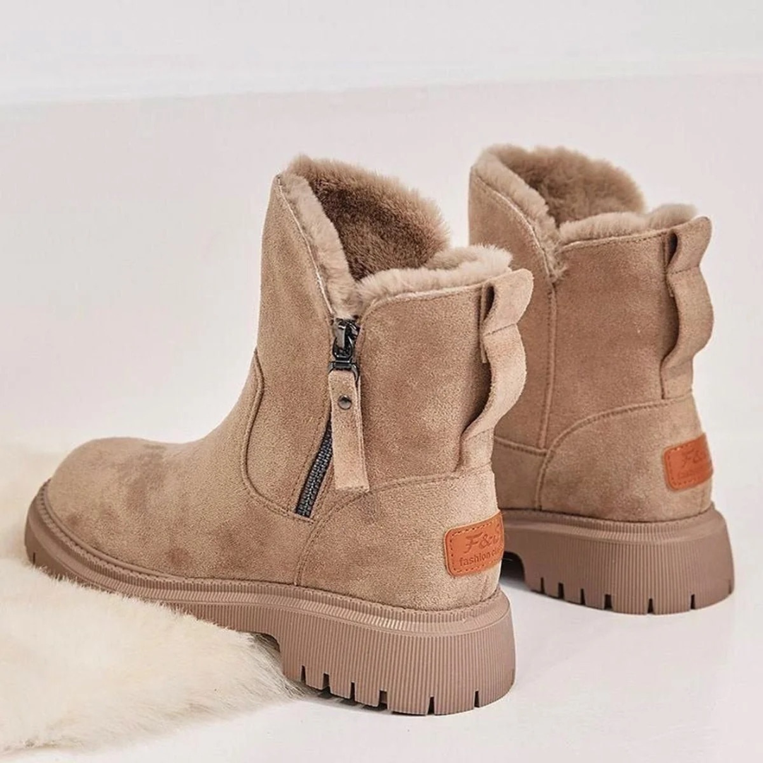 Bottines en Daim Synthétique à Fermeture Éclair pour Femme