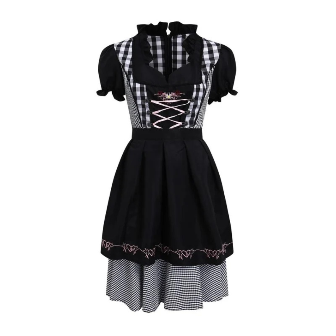 Dirndl à Volants en Noir pour Femme